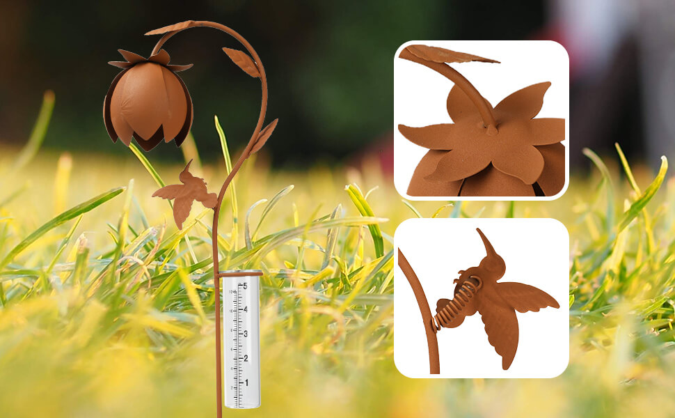 rusty flower rain gauge stake (1)