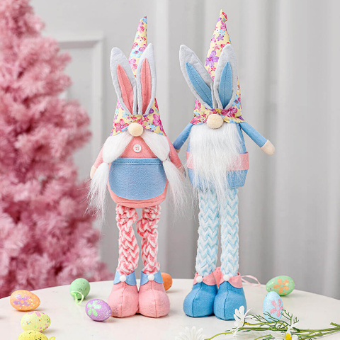 Custom Easter Bunny Gnome Spring Lovely Long Legs Retractable Rabbit Doll