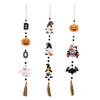 Handmade Halloween Wooden Dwarf Beaded Pumpkin Pendant for Wall Or Door Decor