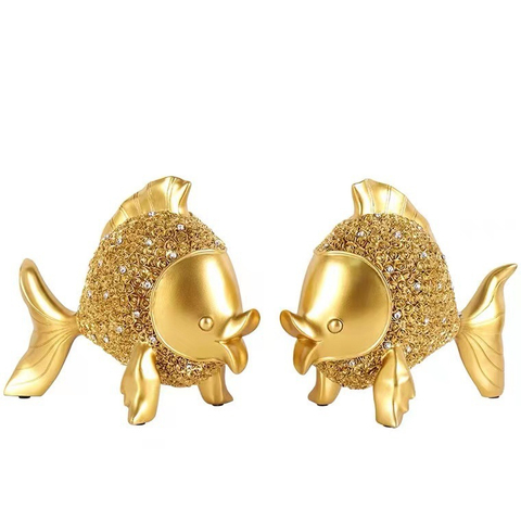 Nordic Resin Golden Fish Figurine Simple Animal Statue Office Desktop Ornaments Crafts Gift