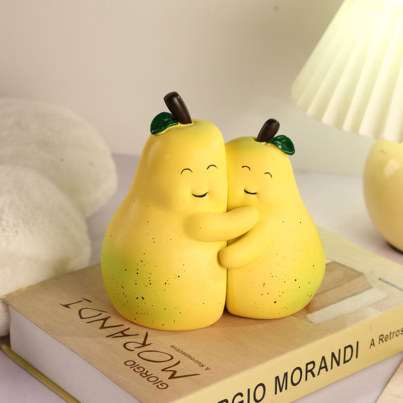 Cute Pear Decorative Resin Unique Fruits Bookends for Living Room Entrance Bookshelf Table Decorations