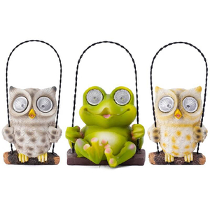 Resin Hanging Owl Frog Statue Solar Lamp Decoration Outdoor Waterproof Ornaments