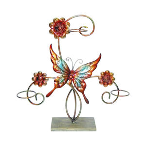 Chinese Metal Butterfly Shape Tea Light Candle Holder Designs with 3 Flowers