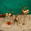 3 Pack Standing Iron Metal Reindeer Tea Light Christmas Candle Holders For Holiday Wedding Tabletop Centerpiece Display