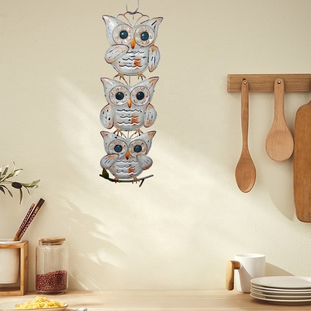 Wholesale Custom Handmade Home & Garden Decoration Metal Craft Hanging Animal Owl Wall Art