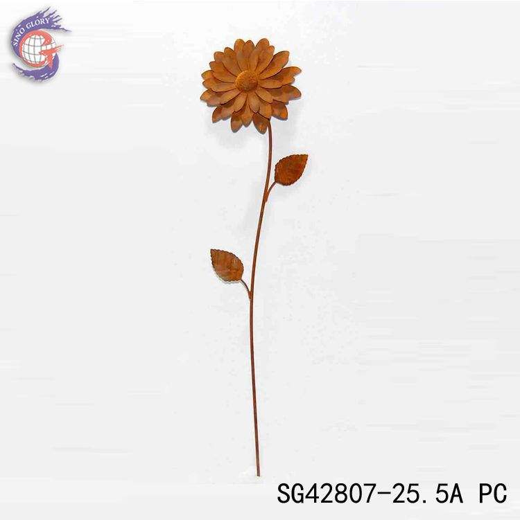 Custom flower shape decorative metal sunflower garden stakes