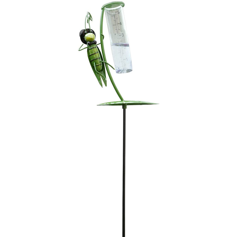 Outdoor Garden Ornament Metal Grasshopper Rain Gauge For Garden Yard Lawn Decor Halloween And Christmas Day