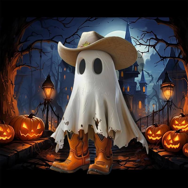 Halloween Spooky Figurine Cowboy Ghost Table Centerpieces Shelf Mantel Ornaments