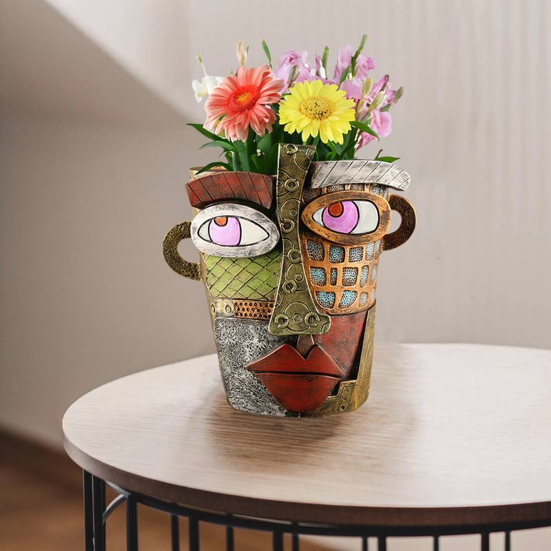 Resin Abstract Beauty Face Flower Pots for Indoor Or Outdoor Patio Modern Decor