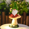 Flocked Garden Gnomes Resin Mushroom Butterfly Solar Statue For Garden Decor